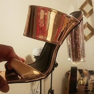 Fashion nova heels, rose gold worn once